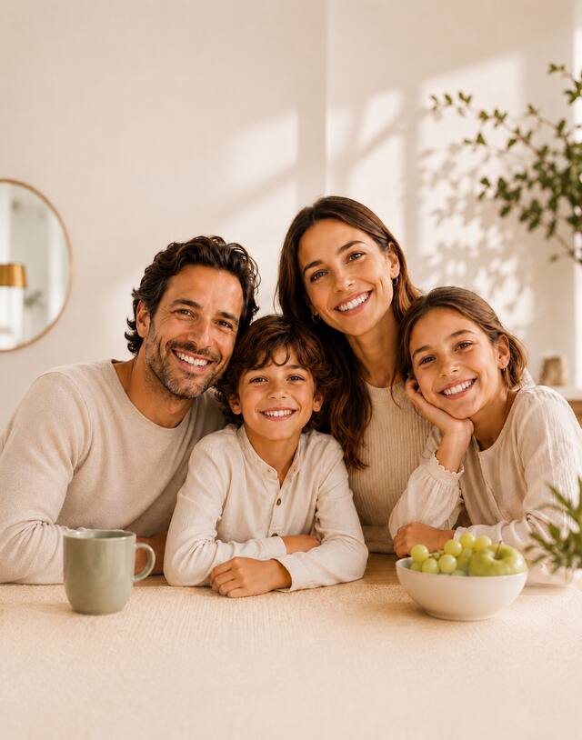 Familia representando distintas etapas de la vida